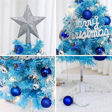 Mini Christmas Tree, Small Artificial Xmas Tree – Perfect for Christmas Decor, Home Decor, Tabletop Display, Office Desk, Party Centerpiece, Windowsill, Mantel, and Year-Round Festive Setting - Blue - Size 60cm