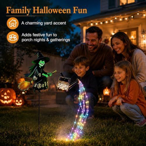 Halloween Witch Cauldron Garden Stake Lights with Multicolour Potion Effect ‚Äì 2 Pack, Black