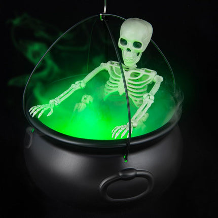 Halloween Outdoor Decorations Witch Cauldron Tripod Stand Fog Machine With - Black - Size 78cm