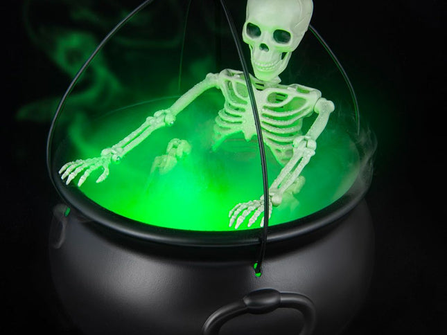 Halloween Outdoor Decorations Witch Cauldron Tripod Stand Fog Machine With - Black - Size 78cm