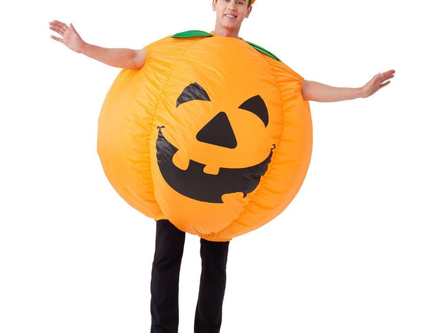 Pumpkin Inflatable Costume Blow up Costume Orange Fancy Dress Adult Jumpsuit Halloween Cosplay Outfit Gift