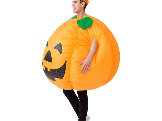 Pumpkin Inflatable Costume Blow up Costume Orange Fancy Dress Adult Jumpsuit Halloween Cosplay Outfit Gift