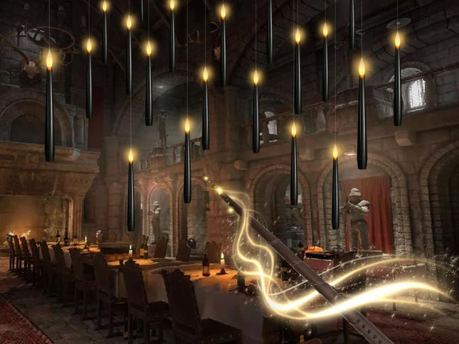 Flameless LED Floating Candles with Wand Remote ‚Äì 20 Pieces, Black