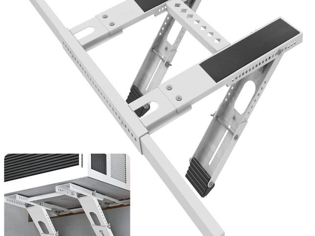Universal Window Air Conditioner Support Bracket, No Drilling Heavy-Duty AC Window Bracket Supports Up to 200lbs for 5,000-24,000 BTU AC Units, Fits Single or Double Hung Windows