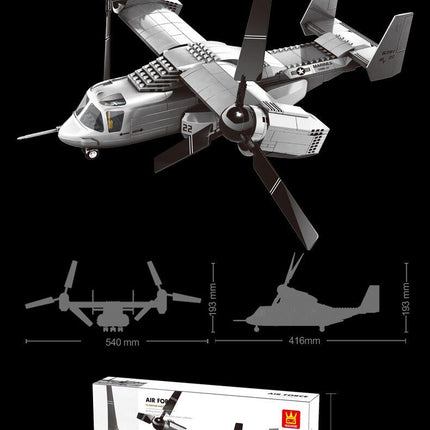 Christmas gift US Osprey Tiltrotor Aircraft Building Blocks Set, 460 Pieces Military Transport Model Kit for Kids Aged 6+ & Enthusiasts√î¬∫√†Osprey tiltrotor aircraft√î¬∫√¢