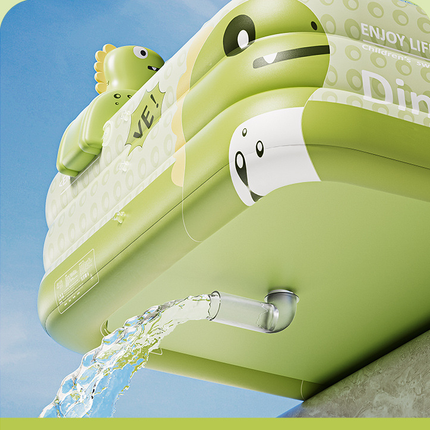 Inflatable Swimming Pool 260×160×56cm with Canopy & Dinosaur Spray – Kids Outdoor Water Play Set for Backyard, Garden, Summer Fun (Green)