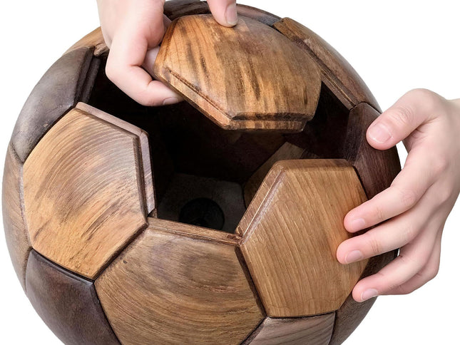Handcrafted Wooden Football Puzzle ‚Äì 3D Mortise and Tenon Soccer Ball Assembly Kit | Solid Teak, Walnut | DIY Gift for Adults, Kids & Football Fans