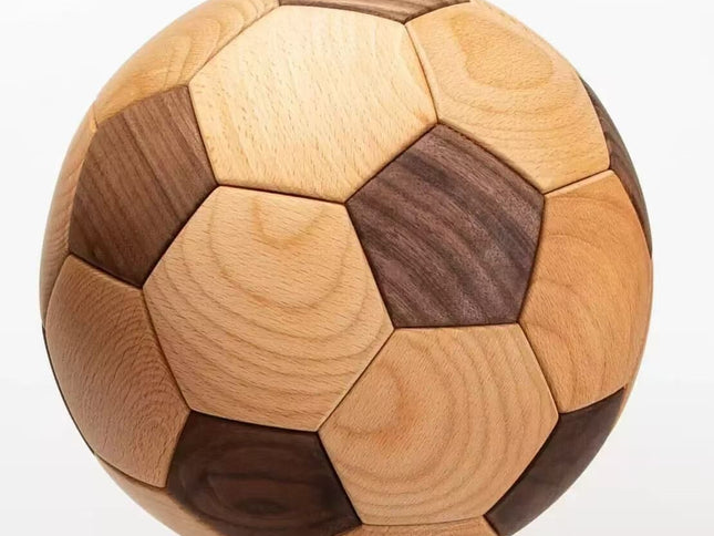 Handcrafted Wooden Football Puzzle ‚Äì 3D Mortise and Tenon Soccer Ball Assembly Kit |Walnut , Beech Wood | DIY Gift for Adults, Kids & Football Fans