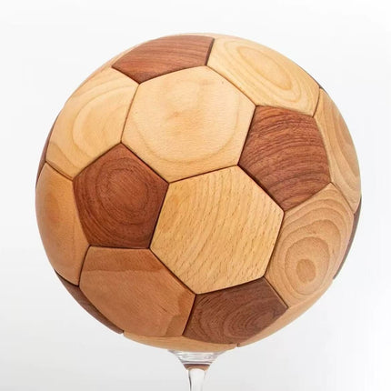 Handcrafted Wooden Football Puzzle – 3D Mortise and Tenon Soccer Ball Assembly Kit | Solid Teak, Beech Wood | DIY Gift for Adults, Kids & Football Fans