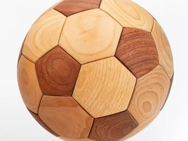 3D Wooden Football Puzzle Kit ‚Äì Mortise & Tenon Assembly, Teak & Beech