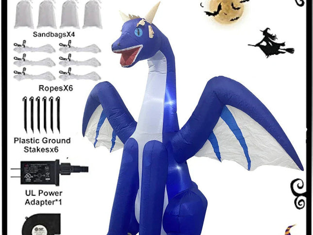 Giant Inflatable Dragon With Leds For Halloween