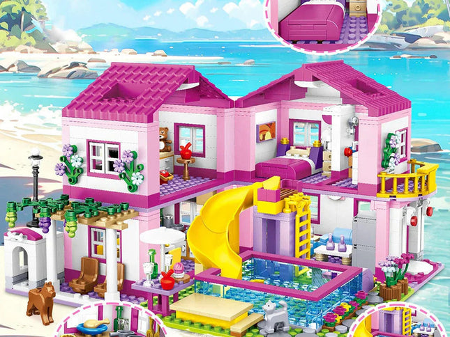 City Villa Castle Building Blocks Set With Pool