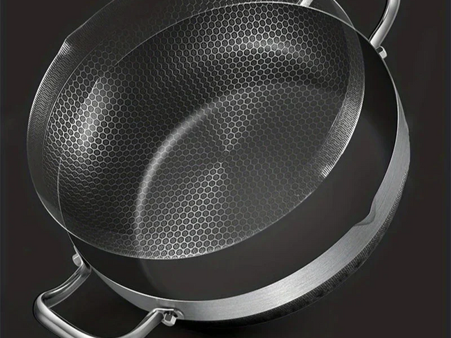 30cm Stainless Steel Non-Stick Frying Pan with Glass Lid Silver