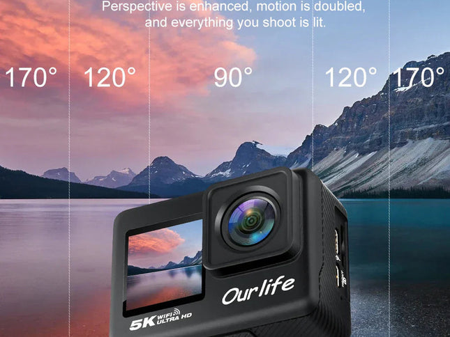 5K Action Camera with Touchscreen Waterproof Black