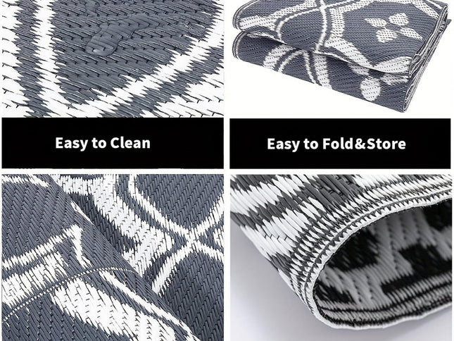 Outdoor Reversible Patio Mat Geometric Pattern