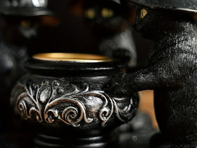 Halloween Witch Cat Sculpture Figurine