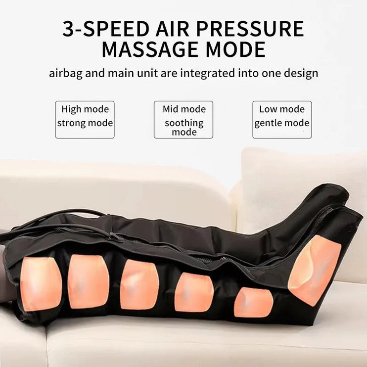 360 Air Pressure Leg Massager Boots with Remote Black