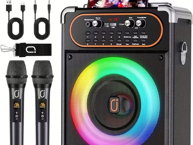 Wireless Karaoke Machine with Dual Microphones