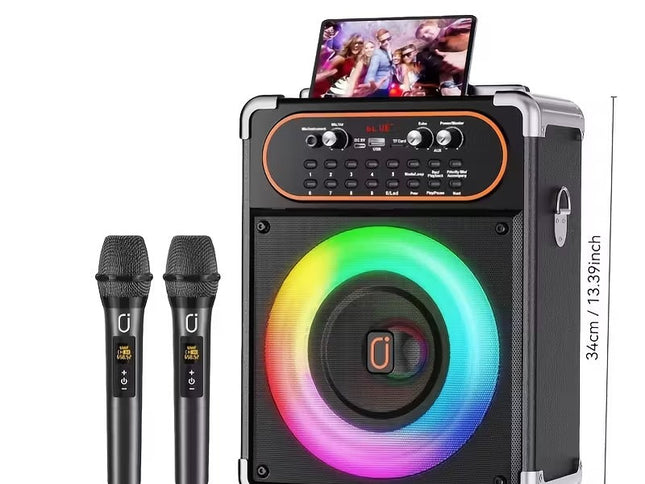 Wireless Karaoke Machine with Dual Microphones