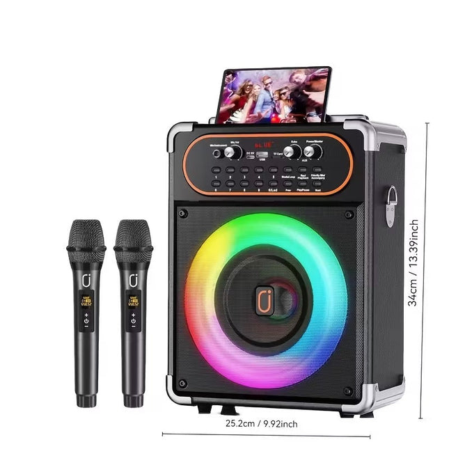 Wireless Karaoke Machine with Dual Microphones
