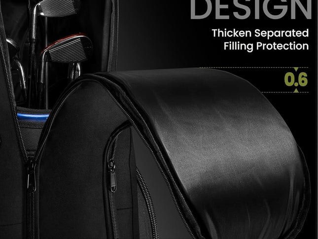 OutdoorMaster Padded Golf Club Travel Bag with Wheels, 900D Heavy Duty Oxford Waterproof -Alligators-Black