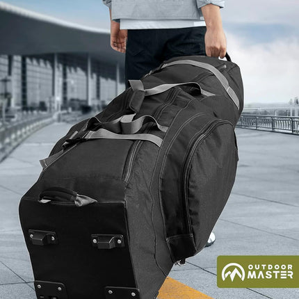 OutdoorMaster Padded Golf Club Travel Bag with Wheels, 900D Heavy Duty Oxford Waterproof -Alligators-Black