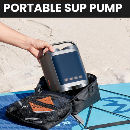 OutdoorMaster Vortex Paddle Board Pump Electric Portable, Max 20PSI SUP Air Pump Inflator & Deflator, 12V/15.8V DC Input, Auto Off & Cooling, 8 Nozzles Pump for Paddle Board, Inflatables - No Battery