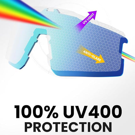 OutdoorMaster Hawk II Polarized Sports Sunglasses for Men Women, TAC 100% UV400 Protection TR90 Frame Cycling Sunglasses, Baseball Running Fishing Golf Glasses-White Frame+revo Blue Cat.3