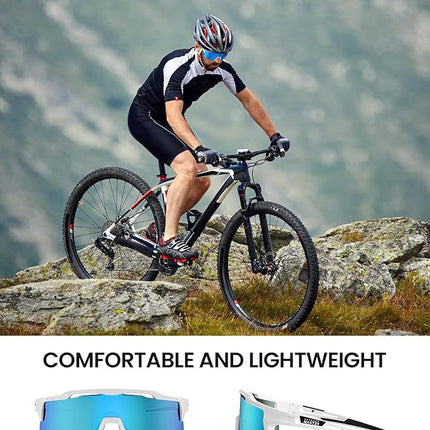 OutdoorMaster Hawk II Polarized Sports Sunglasses for Men Women, TAC 100% UV400 Protection TR90 Frame Cycling Sunglasses, Baseball Running Fishing Golf Glasses-White Frame+revo Blue Cat.3