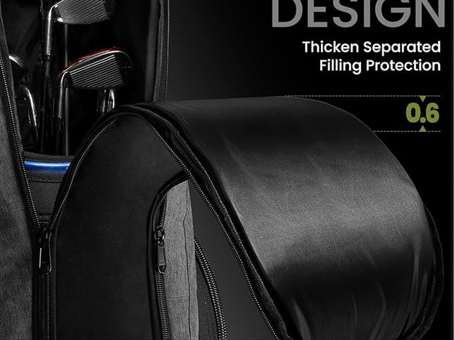 OutdoorMaster Padded Golf Club Travel Bag with Wheels, 900D Heavy Duty Oxford Waterproof -Alligators-Gray