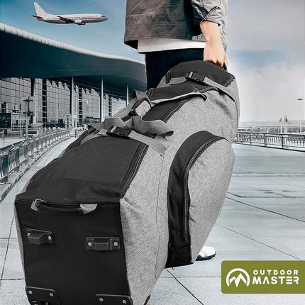 OutdoorMaster Padded Golf Club Travel Bag with Wheels, 900D Heavy Duty Oxford Waterproof -Alligators-Gray