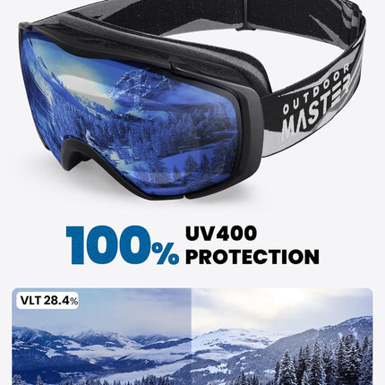 OutdoorMaster Ski Goggles with Cover Snowboard Snow Goggles OTG Anti-Fog -100% UV Protection-OM-18