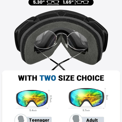 OutdoorMaster Ski Goggles with Cover Snowboard Snow Goggles OTG Anti-Fog -100% UV Protection-OM-18