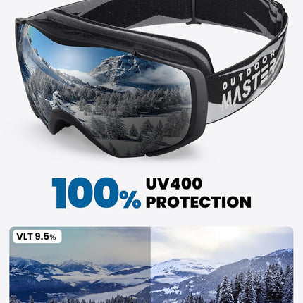OutdoorMaster Ski Goggles with Cover Snowboard Snow Goggles OTG Anti-Fog -100% UV Protection-OM-18
