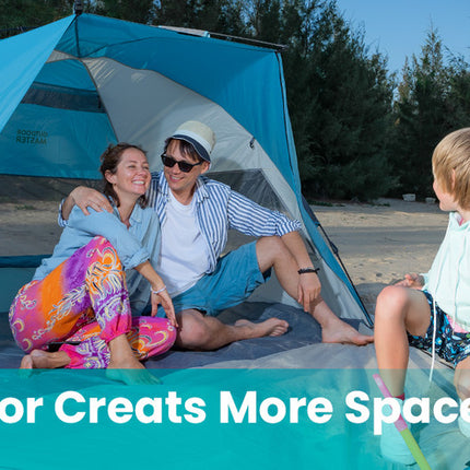 OutdoorMaster Pop Up 3-4 Person Beach Tent X-Large - Easy Setup, Portable Beach Shade Canopy Folding Sun Shelter with UPF 50+ UV Protection Removable Skylight Family Size (Blue)
