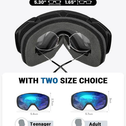 OutdoorMaster Ski Goggles with Cover Snowboard Snow Goggles OTG Anti-Fog -100% UV Protection-OM-18