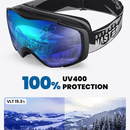 OutdoorMaster Ski Goggles with Cover Snowboard Snow Goggles OTG Anti-Fog -100% UV Protection-OM-18