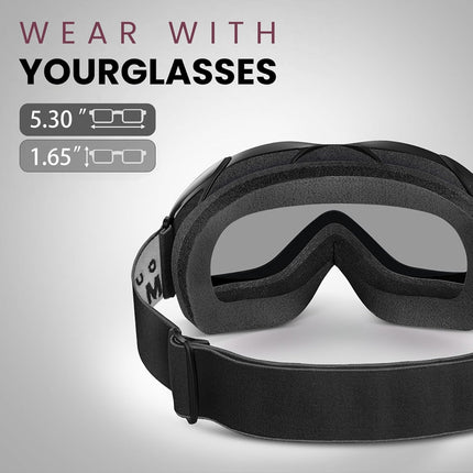 OutdoorMaster OTG Ski Goggles - Over Glasses Ski/Snowboard Goggles for Men, Women & Youth - 100% UV Protection-OM-5