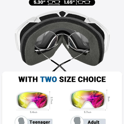 OutdoorMaster Ski Goggles with Cover Snowboard Snow Goggles OTG Anti-Fog -100% UV Protection-OM-18