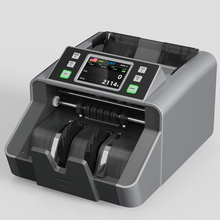 Mixed Denomination Money Counter with Counterfeit Detection, Touch Screen, and CIS/UV/MG/IR/MT, USD, AUD, EUR, CAD Cash Counter for Business, Merchant
