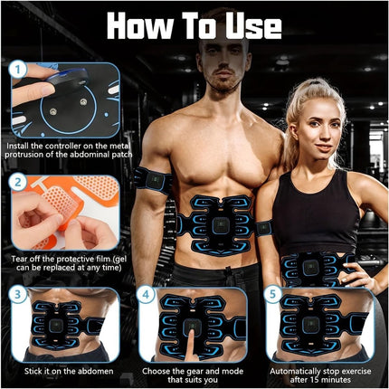 Abdominal Trainers - Abdominal Muscles - Rechargeable - Slimming Belt - Electrical ABS Stimulator - Professional Arm and Leg Belt - Training Equipment for Home, Office and Gym