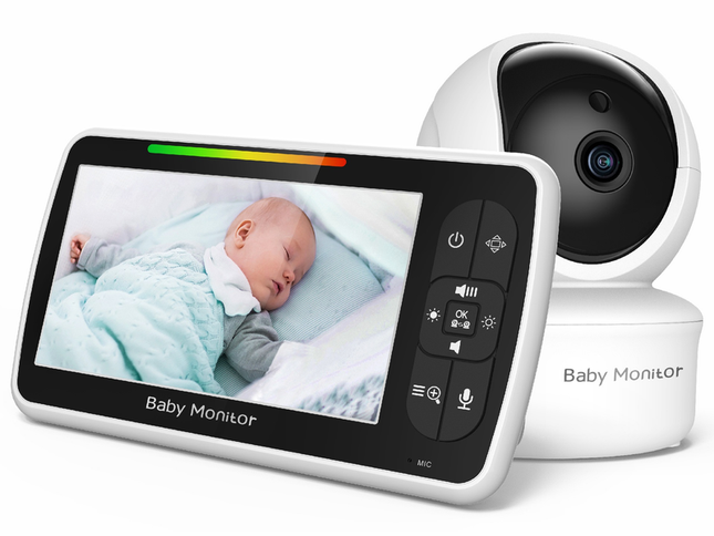 SM650 5-Inch No-WiFi Baby Monitor with Camera, 300 m Range, Two-Way Audio, VOX, Night Vision, Temperature and Feeding Alerts