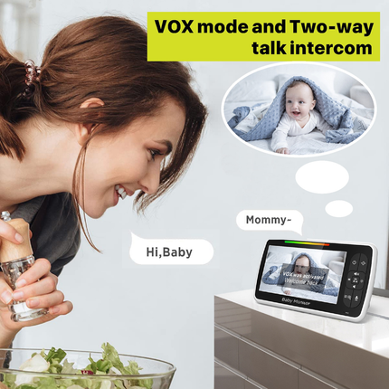 SM650 5-Inch No-WiFi Baby Monitor with Camera, 300 m Range, Two-Way Audio, VOX, Night Vision, Temperature and Feeding Alerts