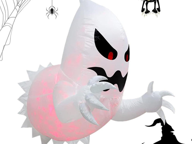 Halloween - 140cm - Mega Inflatable Flying Ghost - LED Horror Inflatable Ghost - Flying Ghost - Scary Decorative Element - Inflatable Decoration - Party Decoration/Ornament - for Garden /Indoors Carnival /Party /Holiday /Halloween /Christmas