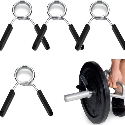 4 pieces - Barbell Clamp - 2.8 cm - Spring Barbell Clamp - Dumbbell Clip - Spring Clips for Weights - Barbell Bars - Clamp Ring - Spring Clips - Locking Clip Ring Bodybuilding - for Weightlifting, Training Barbell, Bars, Plates, Gym - Black