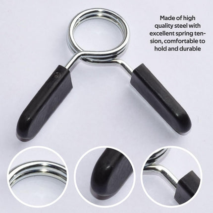 4 pieces - Barbell Clamp - 2.8 cm - Spring Barbell Clamp - Dumbbell Clip - Spring Clips for Weights - Barbell Bars - Clamp Ring - Spring Clips - Locking Clip Ring Bodybuilding - for Weightlifting, Training Barbell, Bars, Plates, Gym - Black