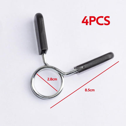 4 pieces - Barbell Clamp - 2.8 cm - Spring Barbell Clamp - Dumbbell Clip - Spring Clips for Weights - Barbell Bars - Clamp Ring - Spring Clips - Locking Clip Ring Bodybuilding - for Weightlifting, Training Barbell, Bars, Plates, Gym - Black