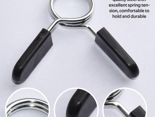 4 pieces - Barbell Clamp - 2.5 cm - Spring Barbell Clamp - Dumbbell Clip - Spring Clips for Weights - Barbell Bars - Clamp Ring - Spring Clips - Locking Clip Ring Bodybuilding - for Weightlifting, Training Barbell, Bars, Plates, Gym - Black