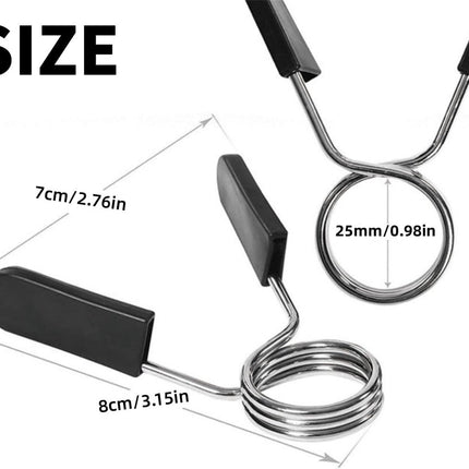 4 pieces - Barbell Clamp - 2.5 cm - Spring Barbell Clamp - Dumbbell Clip - Spring Clips for Weights - Barbell Bars - Clamp Ring - Spring Clips - Locking Clip Ring Bodybuilding - for Weightlifting, Training Barbell, Bars, Plates, Gym - Black