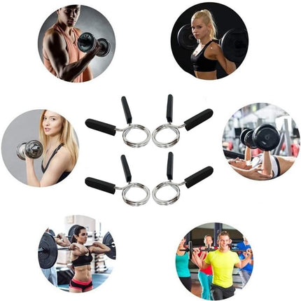 pieces - Barbell Clamp - 3 cm - Spring Barbell Clamp - Dumbbell Clip - Spring Clips for Weights - Barbell Bars - Clamp Ring - Spring Clips - Locking Clip Ring Bodybuilding - for Weightlifting, Training Barbell, Bars, Plates, Gym - Black